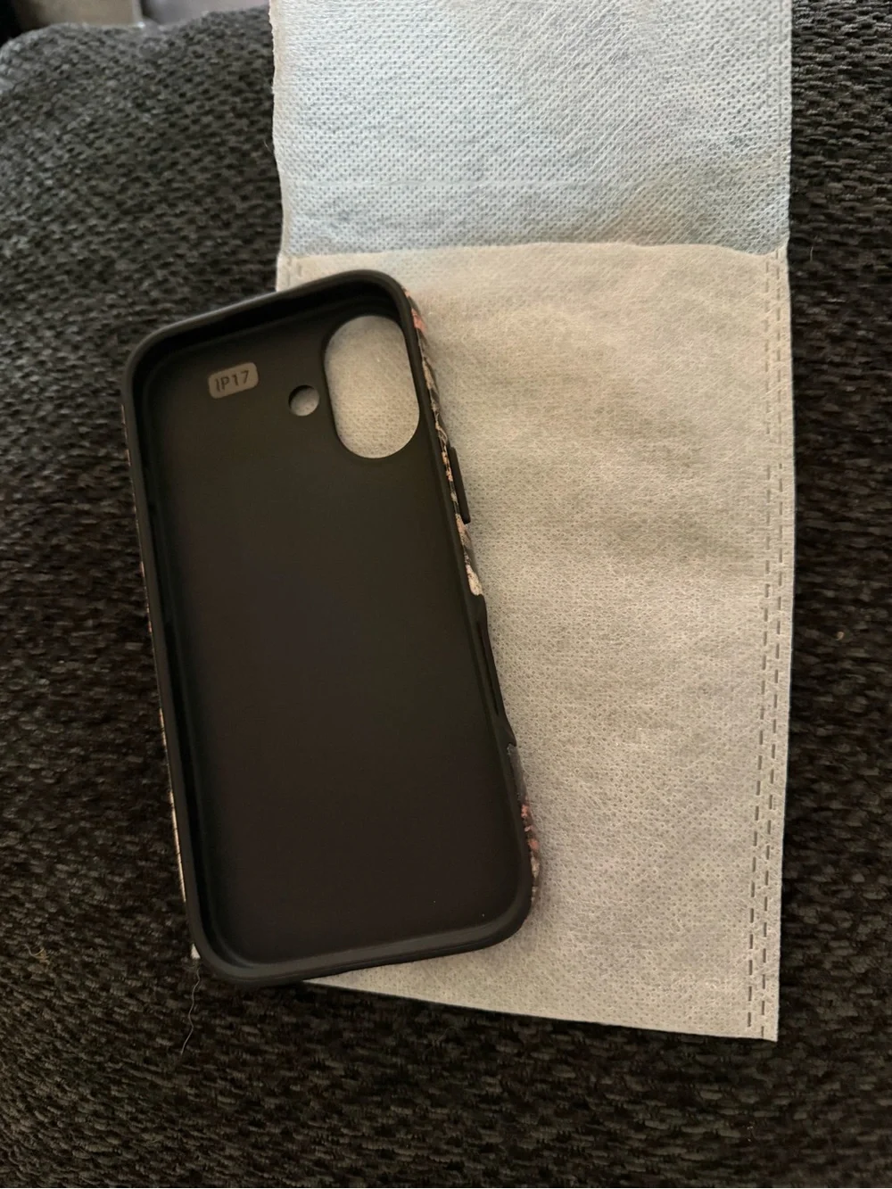 Floral Black Phone Case with Pink Rose Accents